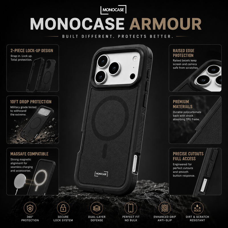 Monocase Armour: A Protective Phone Case Built for 10ft Drop Protection Without Bulk
